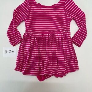 Little Sleepies pink punch stripes bow back skater dress with bodysuit